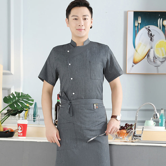 Men Uniform Professional Jacket Outfit Long Sleeve Coat Restaurant Chef Wear